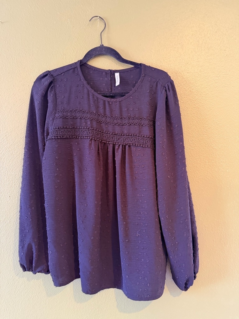 Falechay Black Textured Long Sleeve Top